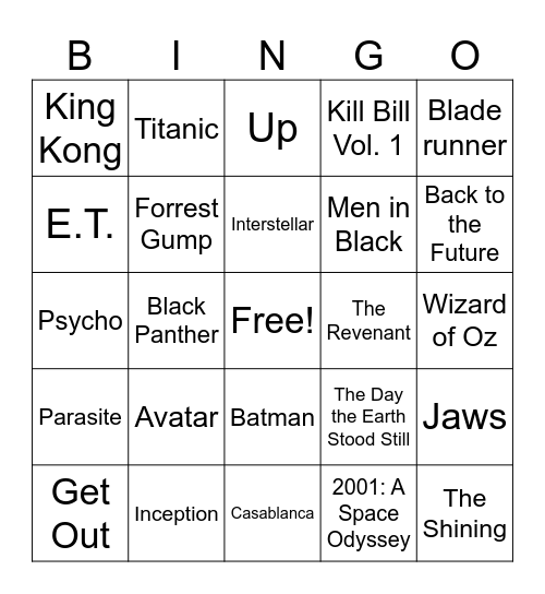 Movie Scene Bingo Card