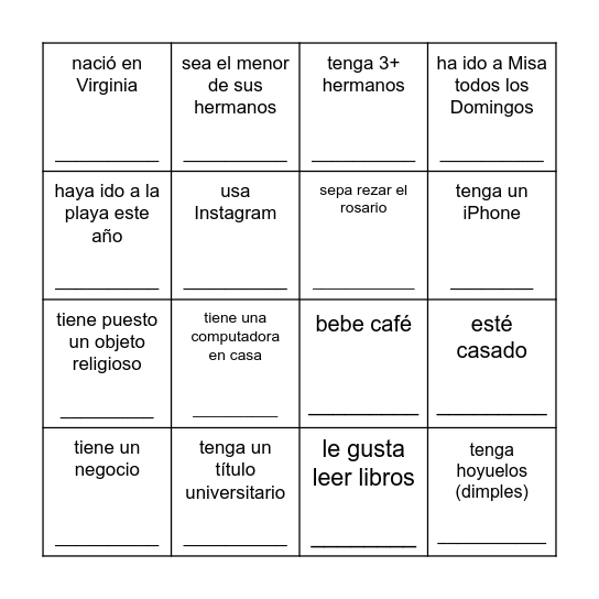 Encuentra a alguien que... Bingo Card