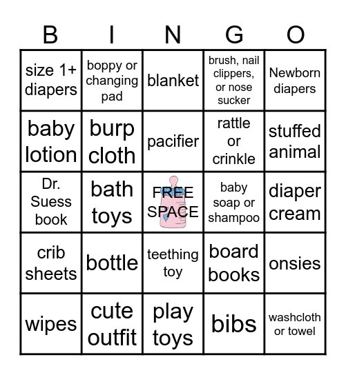 BABY SHOWER GIFTS Bingo Card