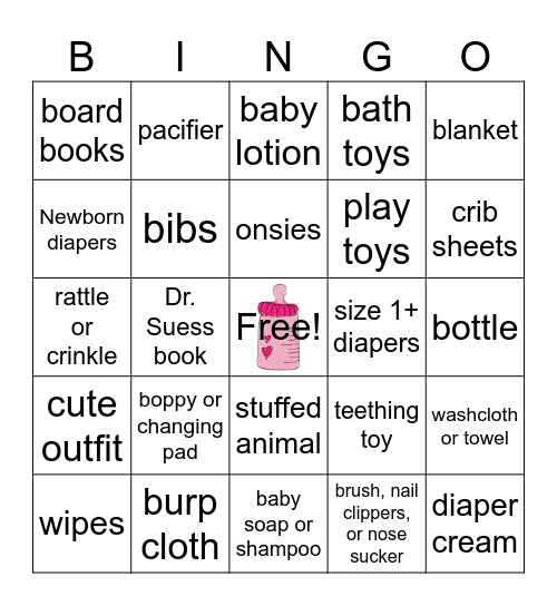 BABY SHOWER GIFTS Bingo Card