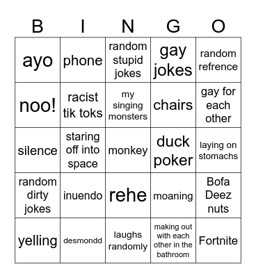 guys bingo Card