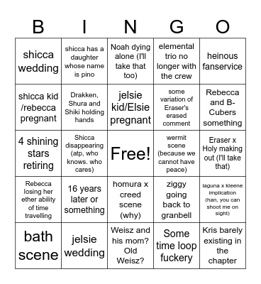 Edens Zero Last Chapter Prediction Bingo Card