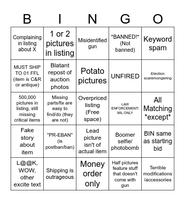 Gunbroker Bingo Card