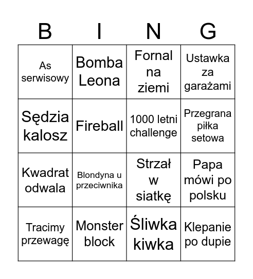 Siatkówka Bingo Card