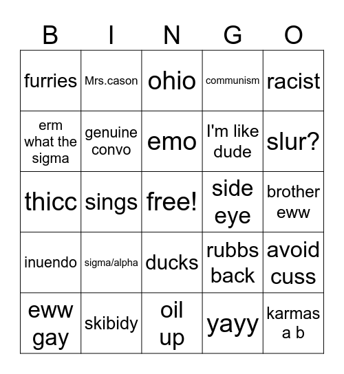 dummies bingo Card