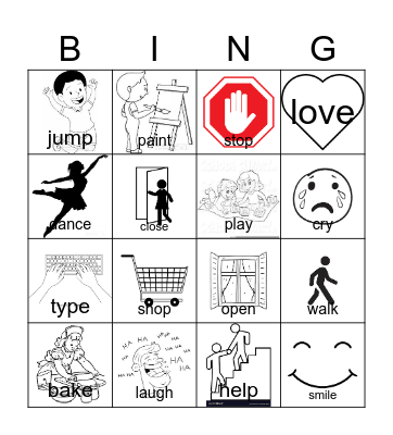 Regular Verbs Bingo Card