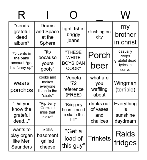 Rio W Bingo Card