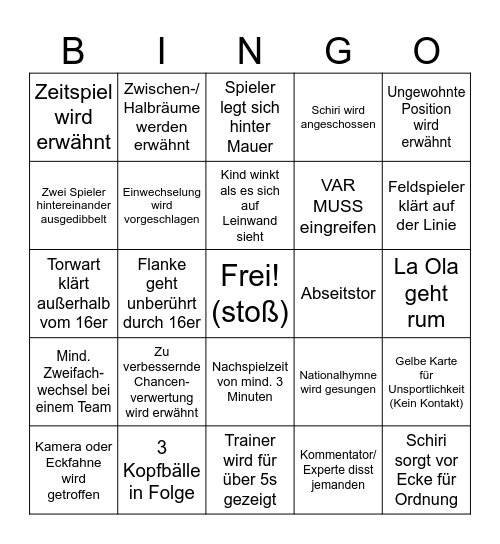 Fußballspiel leicht Bingo Card