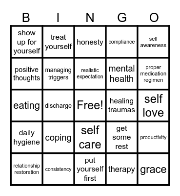 Goals Bingo Card