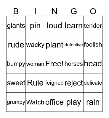 Random Bingo Card
