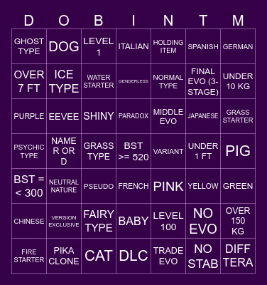 Untitled Bingo Card