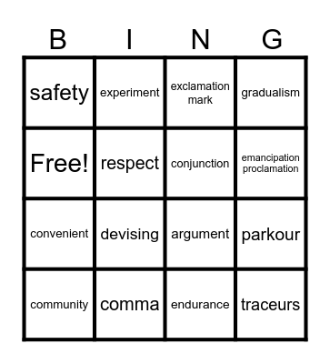 Quest Week 1 Bingo Card