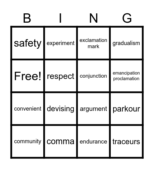 Quest Week 1 Bingo Card