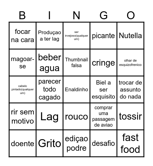 Bingo do Enaldinho Bingo Card
