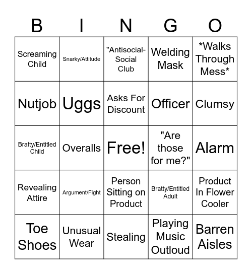 Work Shenanigans Bingo Card