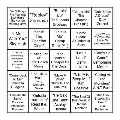 This is Beach House, and you're playing Disney Channel Singo! ONE LINE Bingo Card