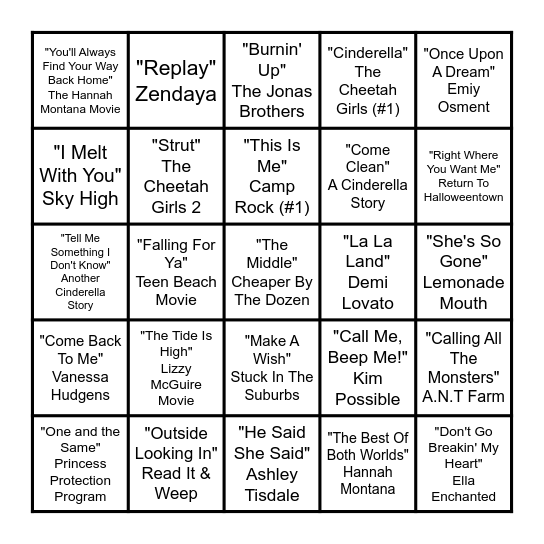 This is Beach House, and you're playing Disney Channel Singo! ONE LINE Bingo Card