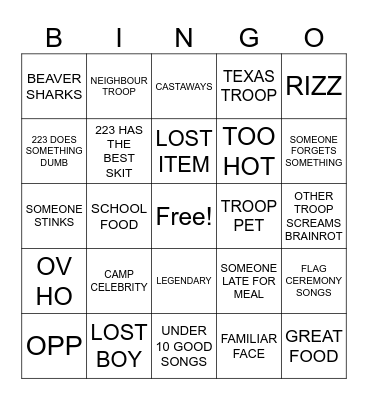 SUMMER CAMP BINGO Card