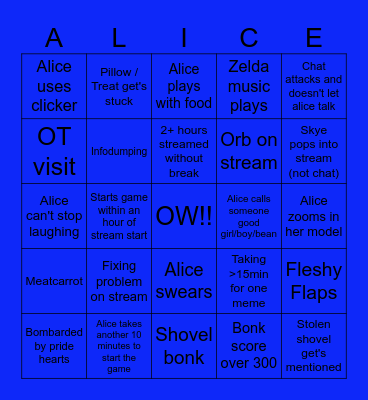 LZ Stream Bingo Card
