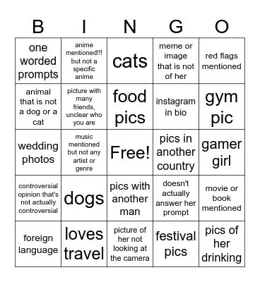 Hinge Bingo Card