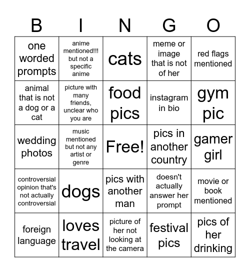 Hinge Bingo Card