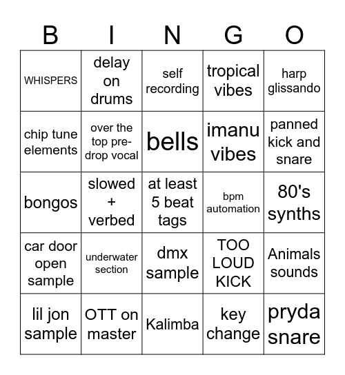 BEAT MAKER BINGO Card