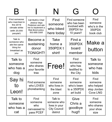 350PDX Mingle Bingo! Bingo Card