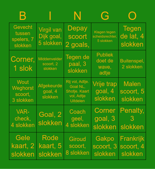 De EK Bingo! Bingo Card