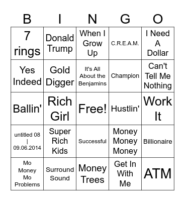 Show Me The Money! Bingo Card