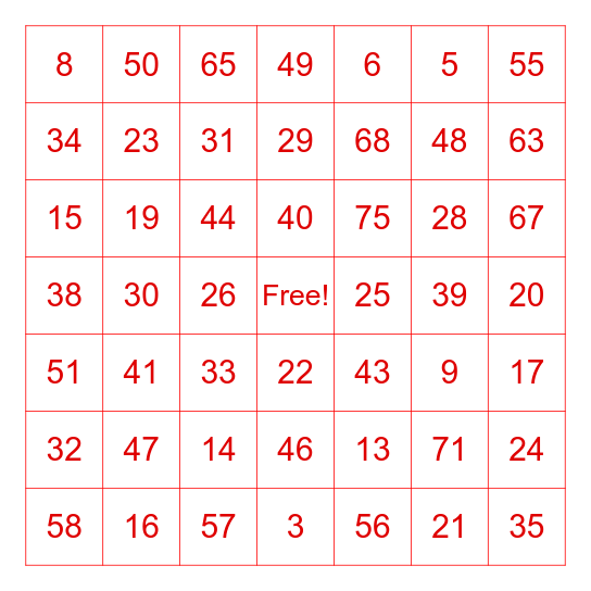 Number Bingo 1 100 Bingo Card number-bingo-1-100-bingo-card