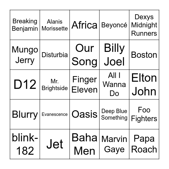 Smorgasbord Bingo Card