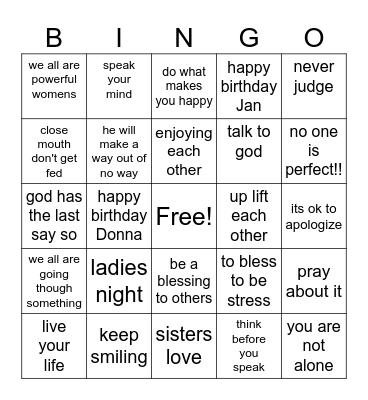 ladies getaway 2024 Bingo Card
