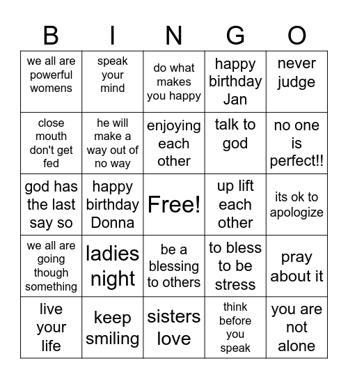 ladies getaway 2024 Bingo Card