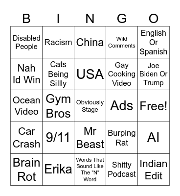 instagram reels bingo Card