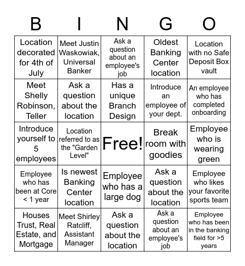 Onboarding Bingo Card