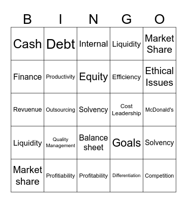 Business Studies Bingo Card