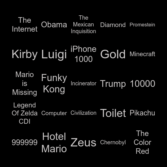 Infinite Craft Bingo Card