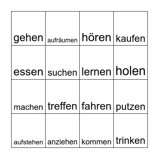 Tagesablauf Bingo Card