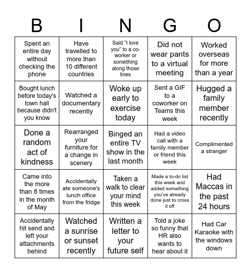 PS&C CASUAL BINGO! Bingo Card