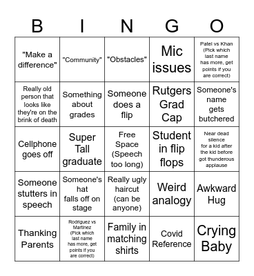 NBTHS 2024 Graduation Bingo Card