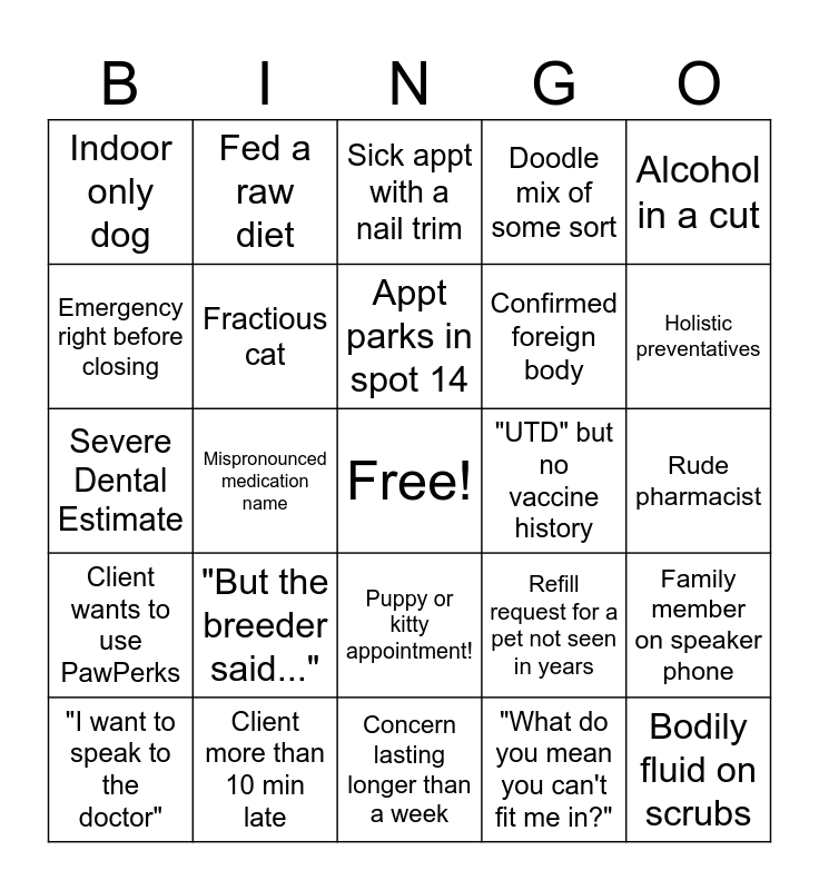 Happy Spirit Week! Bingo Card