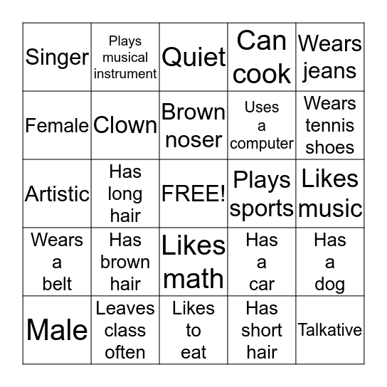 ICE BREAKER Bingo Card