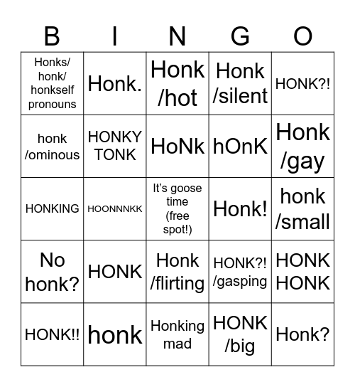 HONK HEIST! Bingo Card