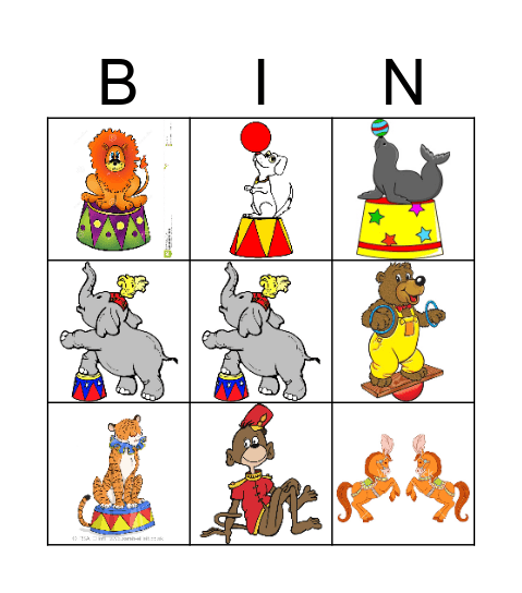 Circus Bingo Card