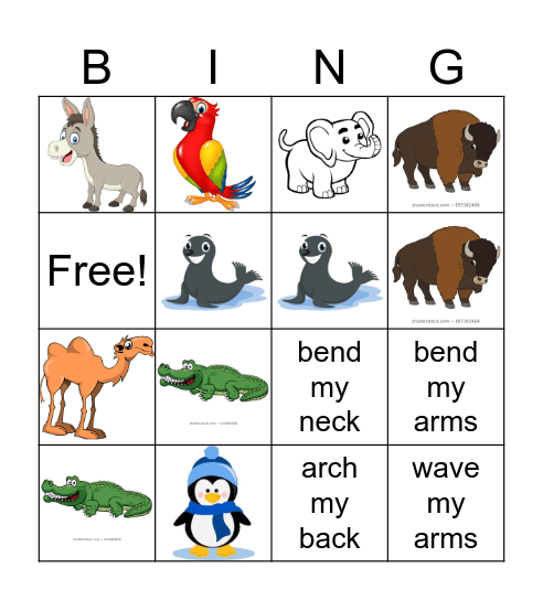 From Head to Toe Bingo Card