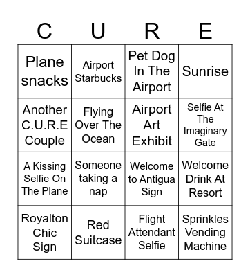 C.U.R.E Travel Bingo Card