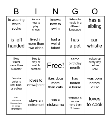 Untitled Bingo Card