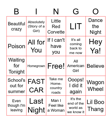LIVE LIKE LISA MUSICAL BINGO 1! Bingo Card