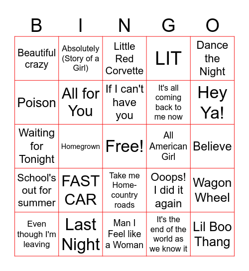 LIVE LIKE LISA MUSICAL BINGO 1! Bingo Card