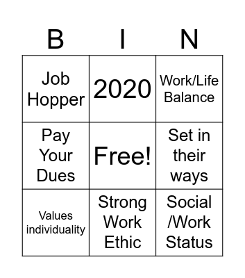 Intergenerational Bingo Card